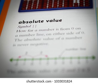 Norman, OK Jan. 23, 2018 The Definition Of The Word: Absolute Value In A Child's Math Dictionary. Selective Focus On The Word: Absolute Value. 