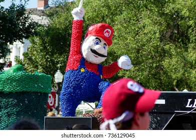 NORMAN, OKLAHOMA - OCTOBER 13 2007: Super Mario Float Marches On Street In Homecoming Event