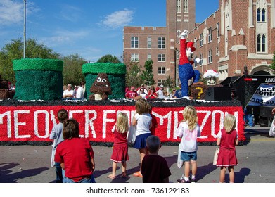 NORMAN, OKLAHOMA - OCTOBER 13 2007: Super Mario Float Marches On Street In Homecoming Event