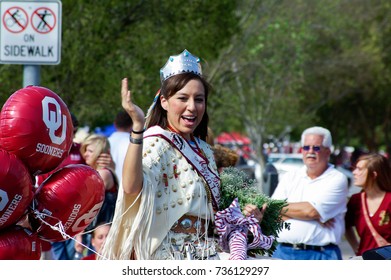 NORMAN, OKLAHOMA - OCTOBER 13 2007: Miss OU Indian In Homecoming Event