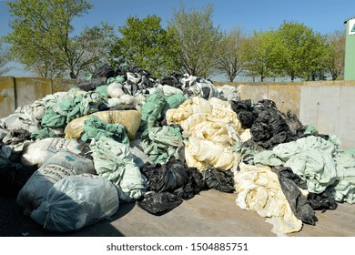 Normandy, France, May 2010.
Recycling Agricultural Plastics Waste And Silage Bags, Plastic Tarp, Plastic Tarpaulin, Plastic Twine, Net Wrap, Bottles And Other Plastic Farm Products