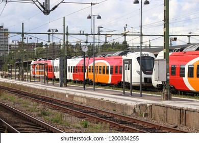 NORRKOPING, SWEDEN - AUGUST 25, 2018: Norrkoping Central Station In Sweden. The Railway Station Is Located On The Southern Main Line.