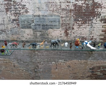 North Adams, MA, USA - July 2022: Collectible Figurine Toys On A Shelf In The Moca Massachusetts Museum Of Contemporary Art