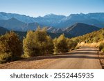 North Africa. Country Morocco. Beautiful landscape in the High Atlas Mountains. Village on the mountain slopes.