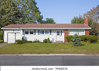 North America Sixties Era Wooden Bungalows In Suburbia.