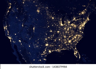 North American Lights In Night From Sky