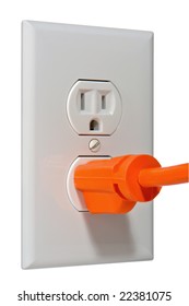 North American Standard 110 Volt Electric Wall Outlet Receptacle With Plug Inserted