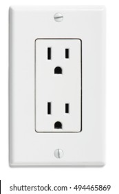 North American U.S. electrical socket outlet plug isolated on white background - Shutterstock ID 494465869