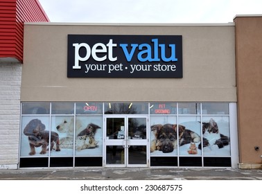 North Bay, Ontario, Canada - November 11, 2014: Sign Of Pet Valu Company In Front Of Their North Bay Store.