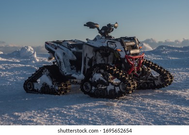 North Cape, Norway, 02 15 2020, Snowmobile From The Polaris Brand

