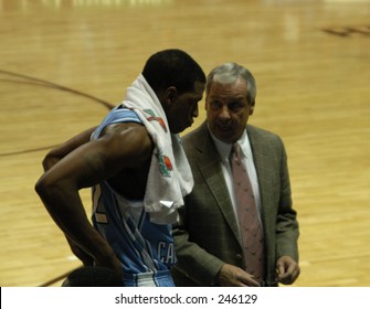 North Carolina Men's Basketball Coach Roy Williams Talks To Rashad McCants