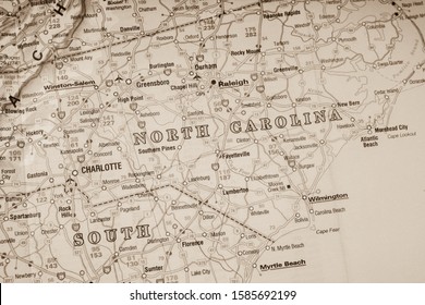 North Carolina on map travel background