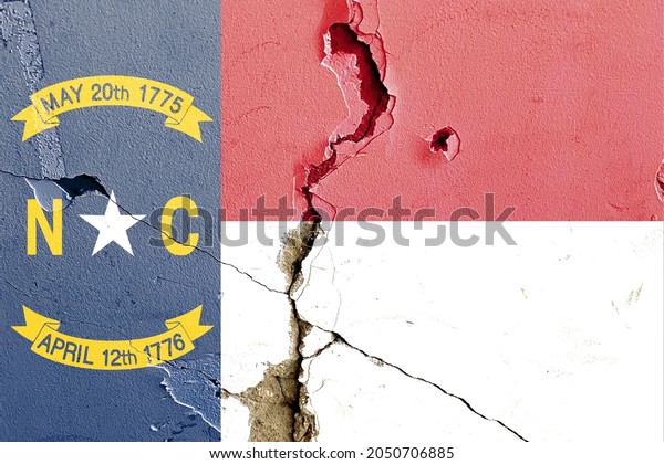 North Carolina State Flag icon grunge pattern\
painted on old weathered broken wall background, abstract US State\
North Carolina politics economy society history issues concept\
texture wallpaper