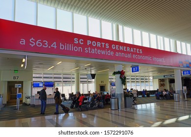 NORTH CHARLESTON, SC -21 NOV 2019- View Of The Charleston International Airport (CHS) In North Charleston, South Carolina, USA.