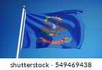 North Dakota (U.S. state) flag waving against clear blue sky, close up, isolated with clipping path mask alpha channel transparency, perfect for film, news, composition