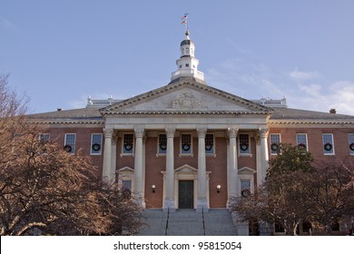 The North Entrance Of The Maryland State House In Annapolis, MD. Where The Maryland General Assembly Convenes For Three Months A Year.