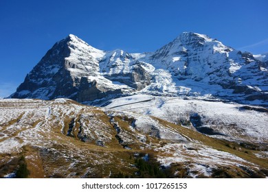 North face of Eiger mountain and Moench, Jungfrau region, Switzerland