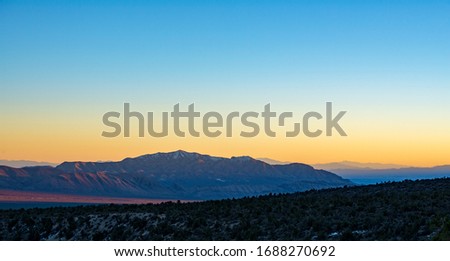 North Face of Gass Peak from Desert National Wildlife Refuge Complex in Clark County, Nevada, USA. The highest peak (6,937 ft/ 2,114 m) in the Las Vegas Range.