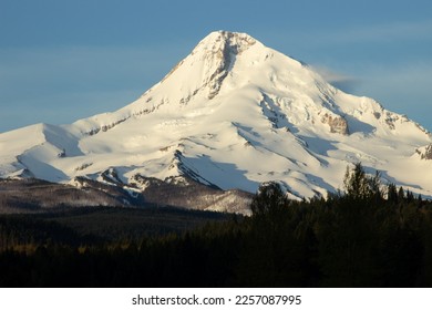 The north face of mt. hood under a blue sky. - Shutterstock ID 2257087995