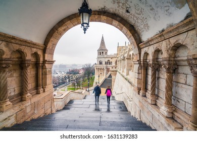 North Gate Of The Fisherman's Bastion (Halaszbastya) In Budapest. Hungary