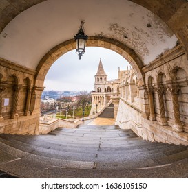 North Gate Of The Fisherman's Bastion (Halaszbastya) In Budapest. Hungary