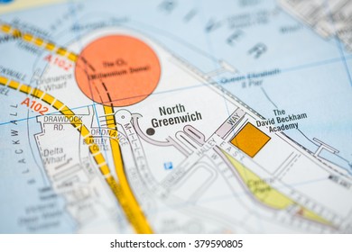 North Greenwich. London, UK Map.