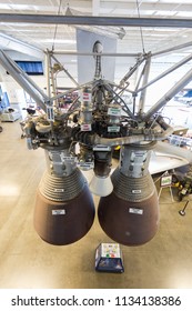 North Highlands, CA - July 14, 2018: Mcclellan Airforce Base Aerospace Museum Of California. Rocket Engine Explained. 