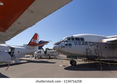 North Highlands, CA - July 14, 2018: Mcclellan Airforce Base Aerospace Museum Of California. Variety Of Planes On Display Outdoors, US Air Force. 