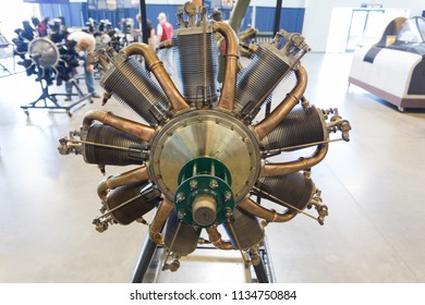 North Highlands, CA - July 14, 2018: Mcclellan Airforce Base Aerospace Museum Of California. Old Plane Engine On Display. 