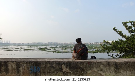 North Jakarta, Indonesia - April, 12, 2022: Pluit Reservoir Park Is Located In The Penjaringan Sub-district Covering An Area Of ​​10 Hectares.