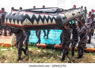 North Jakarta, Indonesia - Sept. 25, 2022: Indonesian Navy At Pluit Reservoir, North Jakarta.