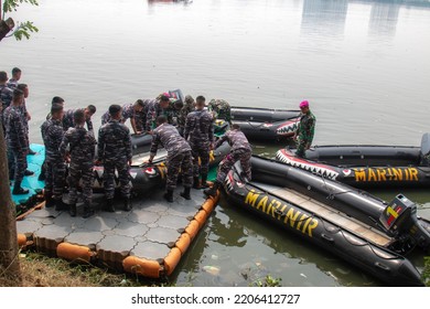 North Jakarta, Indonesia - Sept. 25, 2022: Indonesian Navy At Pluit Reservoir, North Jakarta.