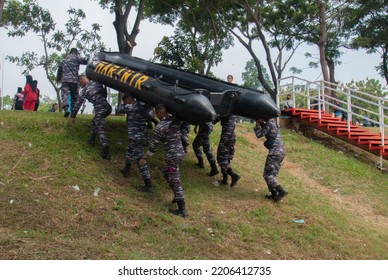 North Jakarta, Indonesia - Sept. 25, 2022: Indonesian Navy At Pluit Reservoir, North Jakarta.