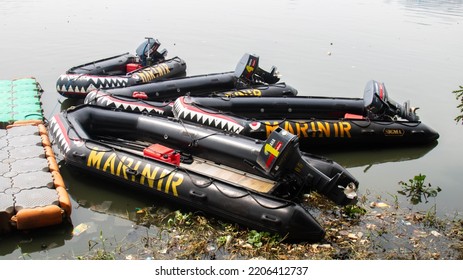 North Jakarta, Indonesia - Sept. 25, 2022: Indonesian Navy At Pluit Reservoir, North Jakarta.