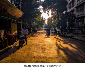 North Kolkata, West Bengal, India - July 2019:Vintage Roads And Houses In North Kolkata