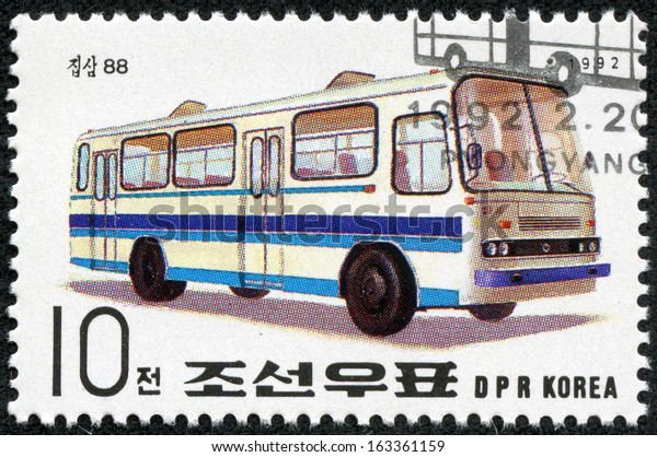 NORTH KOREA - CIRCA 1992: A stamp printed in\
North Korea shows motor bus, circa\
1992.