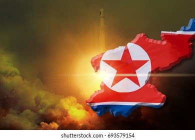 North Korea Nuclear Bomb Test Missile For Illustration Concept.