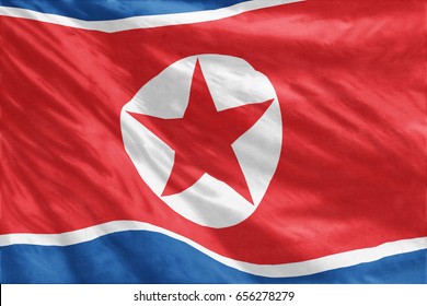 North Korean Flag Full-frame Close-up