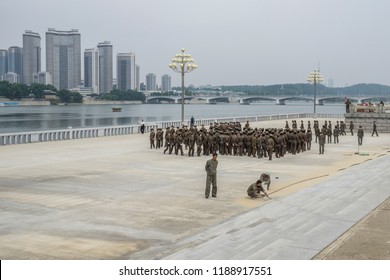 North Korean War Woman Squad In Preparation For Military Parade, Pyongyang, North Korea, May 22, 2018