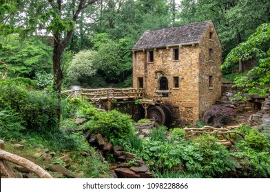 North Little Rock, AR—May 22, 2018; Stone Water Mill Sits Among Vegetation At JR Pugh Memorial Park. The Old Mill Was Used To Film Gone With The Wind And Is On The National Historic Registry.