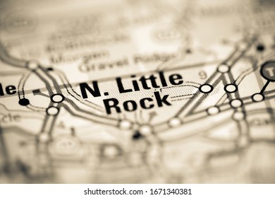 North Little Rock. Arkansas. USA On A Geography Map