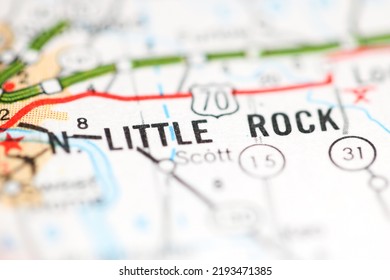 North Little Rock. Arkansas. USA On A Geography Map