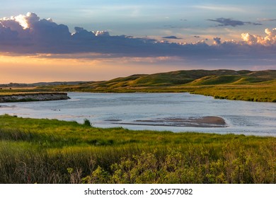 North Loup River At Sunrise In Cherry County, Nebraska, USA