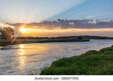 North Loup River At Sunrise In Cherry County, Nebraska, USA