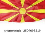 North Macedonia flag is a conceptual image made from texture. Basemap and background concept. Double exposure hologram. News or Internet use.