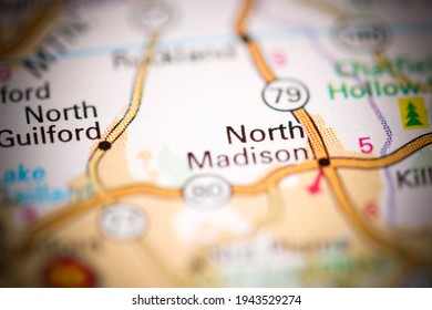 North Madison. Connecticut. USA On A Geography Map