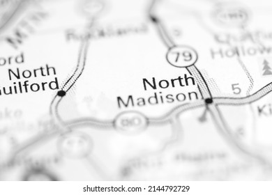 North Madison. Connecticut. USA On A Geography Map