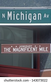 North Michigan Avenue And The Magnificent Mile Signs, Chicago, Illinois