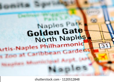 North Naples. Florida. USA On A Map