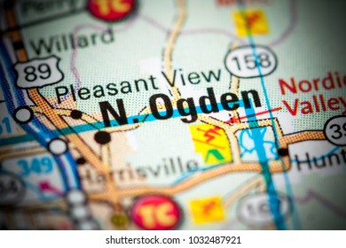 North Ogden. Utah. USA On A Map.